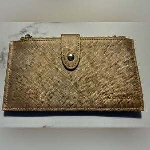 Gold Women's Wallet with Snap Closure RFID Blocking Travel